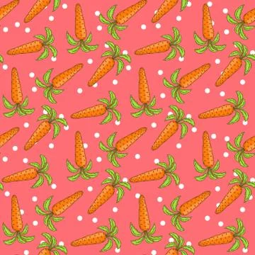 Carrot seamless pattern on a pink Stock Illustration