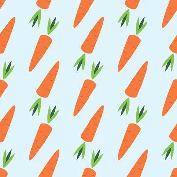 Carrot seamless vegetable pattern vector flat illustration. Fresh food patter Stock Illustration