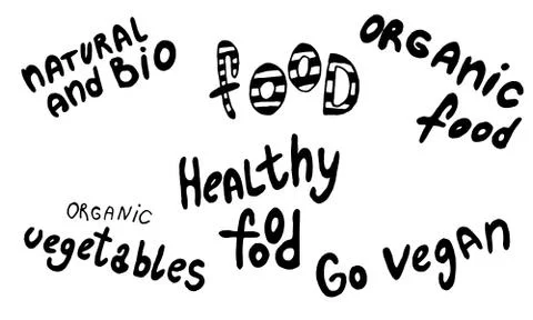 Carrot set black and white.Vegetable lettering. Premium handmade vector lette Stock Illustration