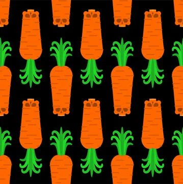 Carrot skull pattern seamless. skeleton Deadly scary vegetable background. ve Illustrazione stock