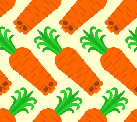 Carrot skull pattern seamless. skeleton Deadly scary vegetable background. ve Stock Illustration