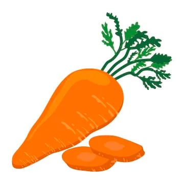 Carrot with slice flat design, Carrot isolated on white background. Stock Illustration