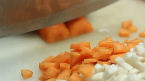 Carrot slicing; kitchen knife; close up; preparing food; raw; vegetable; Stock Footage 35919050