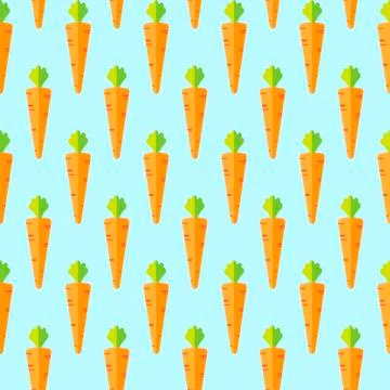 Carrot stock vector seamless pattern on light blue background Stock Illustration
