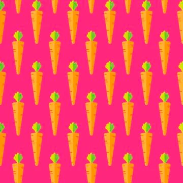 Carrot stock vector seamless pattern on pink background Stock-Illustration