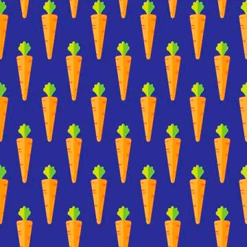 Carrot stock vector seamless pattern on blue background Stock Illustration