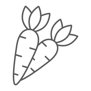 Carrot thin line icon, easter and vegetable, root sign, vector graphics, a Stock Illustration