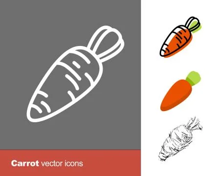 Carrot vector icons. Thin line, flat, and hand drawn styles Stock Illustration