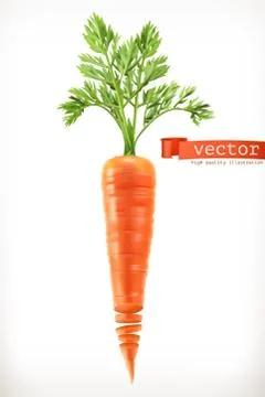 Carrot. Vegetable 3d vector icon Stock Illustration