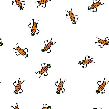 Carrot vegetable character vector seamless pattern 스톡 일러스트