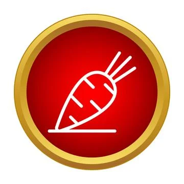 Carrot vegetable outline drawing in red circle icon Stock Illustration