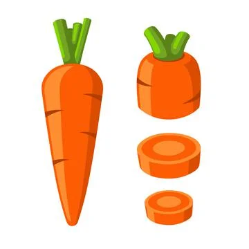 Carrot Vegetable Set on White Background. Vector Stock Illustration