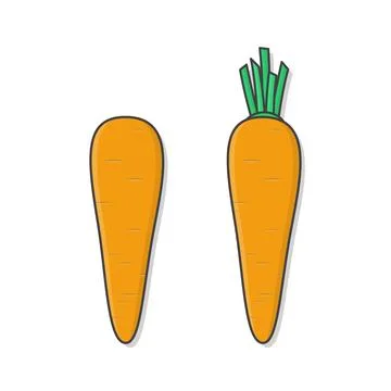 Carrot Vegetable Vector Icon Illustration. Set Of Orange Carrot Flat Icon Stock Illustration