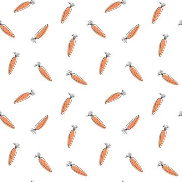 Carrot Vegetables seamless pattern. Vegetarian healthy bio food background, V Stock Illustration