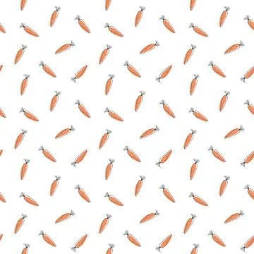 Carrot Vegetables seamless pattern. Vegetarian healthy bio food background, V Stock Illustration