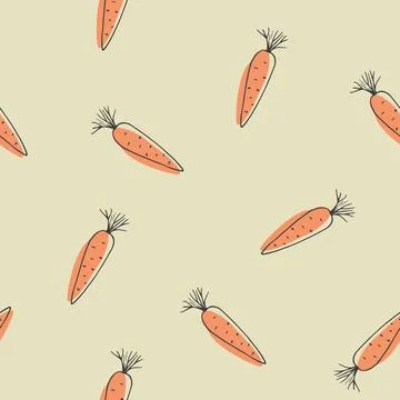 Carrot Vegetables seamless pattern. Vegetarian healthy bio food background, V Stock Illustration