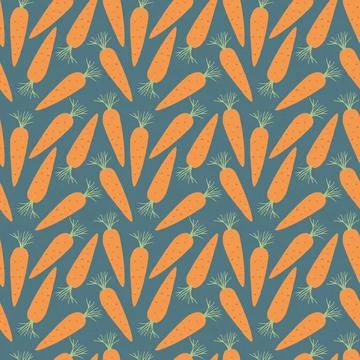 Carrot Vegetables seamless pattern. Vegetarian healthy bio food background, V Stock Illustration