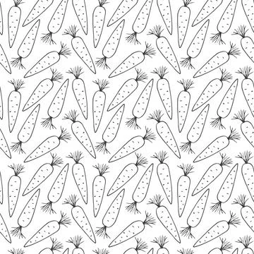 Carrot Vegetables seamless pattern. Vegetarian healthy bio food background, V Stock Illustration