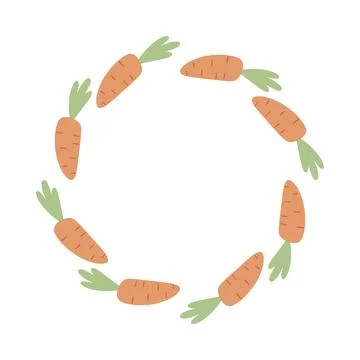 Carrot wreath in flat style forming a circular frame. Perfect for farm design イラスト素材