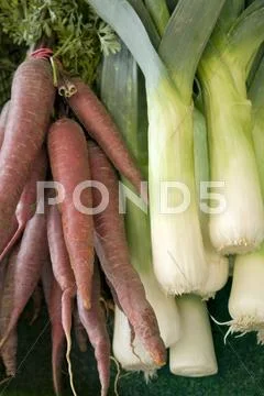 Carrots and leek Stock Photos