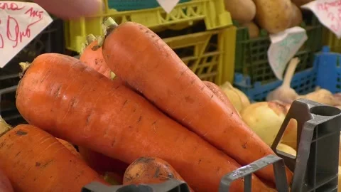 Carrots are placed one on top of the other close-up Stock Footage 158242647