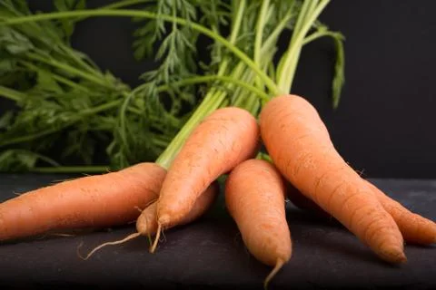 Carrots on a black background Stock Photos