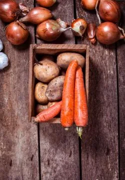Carrots in box Stock Photos