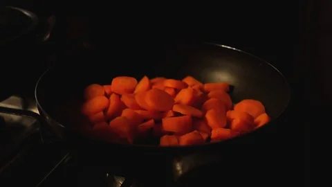 Carrots on a cooking pan Stock Footage 93327646