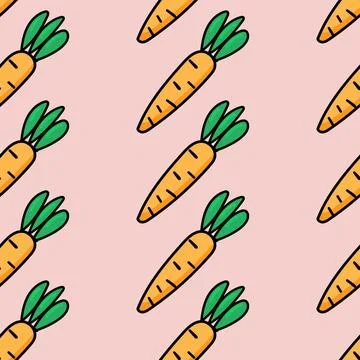 Carrots doodle style seamless pattern background Stock Illustration