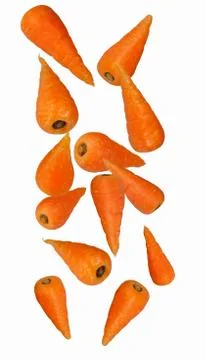 Carrots falling Foto stock
