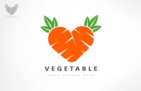 Carrots heart logo vector. Vegetable store design. Stock Illustration