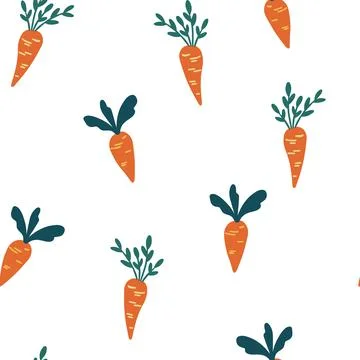 Carrots seamless pattern. Cute hand drawn beautiful background, great for eas Stock Illustration
