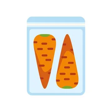 Carrots storing in plastic zip lock bag illustration Stock Illustration
