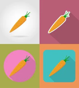 Carrots vegetable flat icons with the shadow vector illustration Stock Illustration