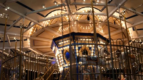 Carrousel in amusement park Stock Footage 119863749