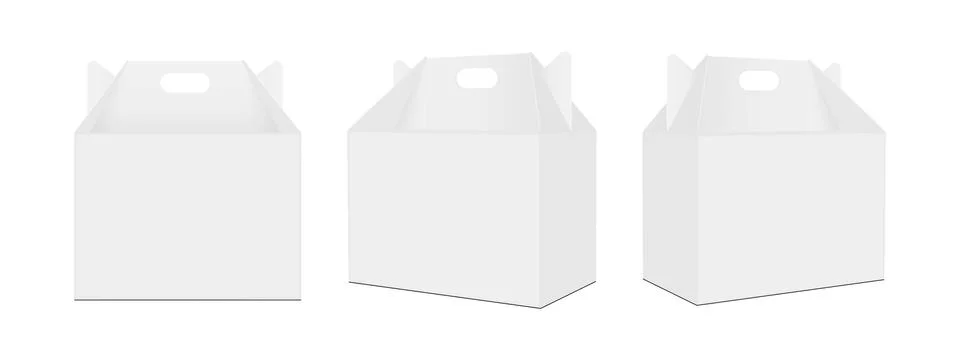 Carry Boxes with Handle Isolated on White Background Stock Illustration