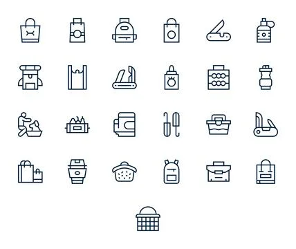 Carry Vector Icon Library with 25 Regular Line 64x64 Detail Enhanced Designs Illustrazione stock