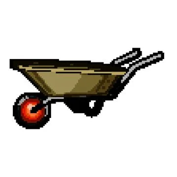 Carry wheelbarrow pixel art vector illustration Stock Illustration