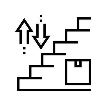 Carrying box up and down steps line icon vector illustration イラスト素材