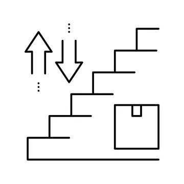 Carrying box up and down steps line icon vector illustration イラスト素材
