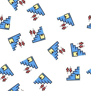 Carrying box up and down steps vector seamless pattern Stock Illustration