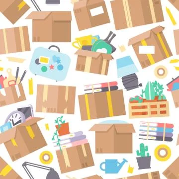 Carrying boxes seamless pattern warehouse shipping container Illustrazione stock