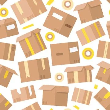 Carrying boxes seamless pattern warehouse shipping container 库存插图