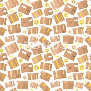 Carrying boxes seamless pattern warehouse shipping container Stock Illustration