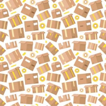Carrying boxes seamless pattern warehouse shipping container Stock Illustration