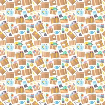 Carrying boxes seamless pattern warehouse shipping container Illustrazione stock