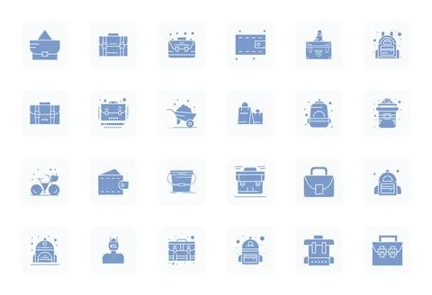 Carrying Comprehensive Vector Bundle with 24 Editable Filled 64x64 Icons Stock Illustration