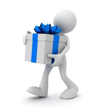 Carrying gift box concept  3d illustration Stock Illustration