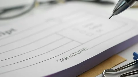 Carrying Out a Hand Signing Process Specifically for Payment Approval Documents Stock Footage 297501574