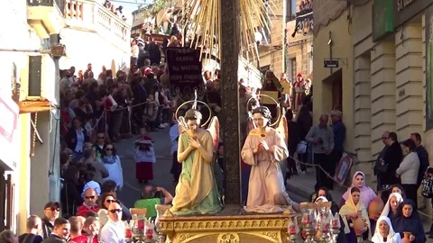 Carrying statues, good friday processions Stock Footage 99645621